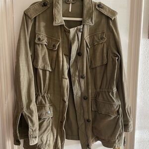 Free People Embellished Military Jacket Olive Green Women’s size Medium